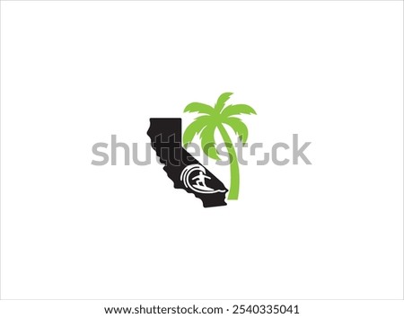 California logo design , vector , icon , illustration with flag, tree ,map and others .