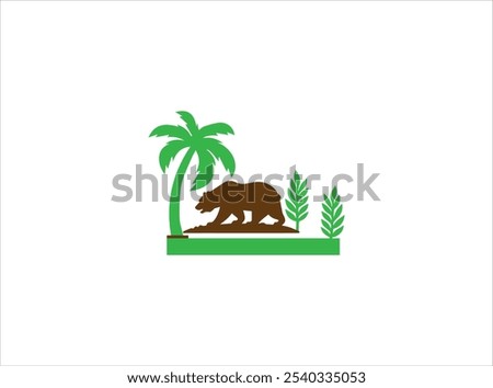 California logo design , vector , icon , illustration with flag, tree ,map and others .