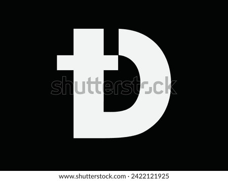 TD Letter Logo Design and black background.