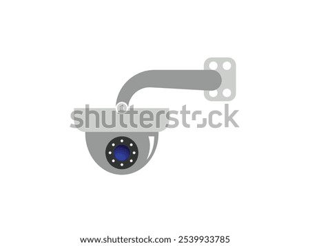 Modern CC camera flat vector illustration. Camcorder appliance, monitoring device, professional equipment. Office, home, property 
advocacy. Webcam viewing area. Safety, security concept with coloring