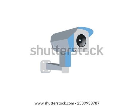 Modern CC camera flat vector illustration. Camcorder appliance, monitoring device, professional equipment. Office, home, property 
advocacy. Webcam viewing area. Safety, security concept with coloring