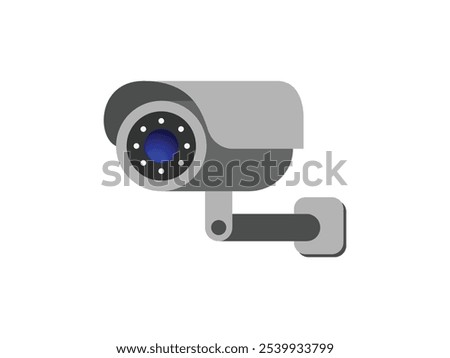 Modern CC camera flat vector illustration. Camcorder appliance, monitoring device, professional equipment. Office, home, property 
advocacy. Webcam viewing area. Safety, security concept with coloring