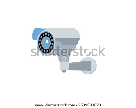 Modern CC camera flat vector illustration. Camcorder appliance, monitoring device, professional equipment. Office, home, property 
advocacy. Webcam viewing area. Safety, security concept with coloring