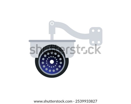 Modern CC camera flat vector illustration. Camcorder appliance, monitoring device, professional equipment. Office, home, property 
advocacy. Webcam viewing area. Safety, security concept with coloring