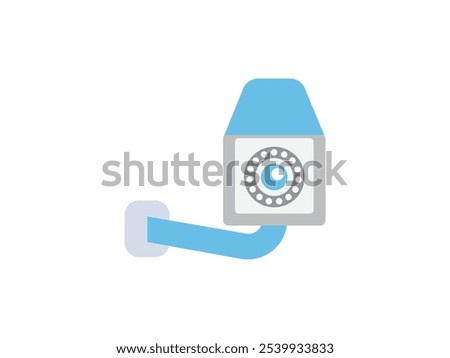 Modern CC camera flat vector illustration. Camcorder appliance, monitoring device, professional equipment. Office, home, property 
advocacy. Webcam viewing area. Safety, security concept with coloring