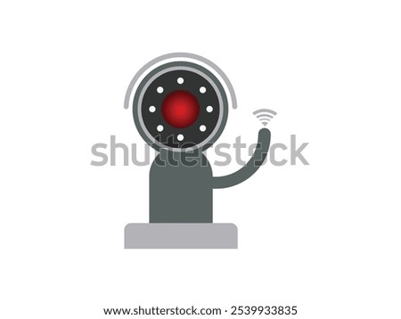 Modern CC camera flat vector illustration. Camcorder appliance, monitoring device, professional equipment. Office, home, property 
advocacy. Webcam viewing area. Safety, security concept with coloring