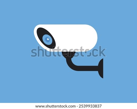 Modern CC camera flat vector illustration. Camcorder appliance, monitoring device, professional equipment. Office, home, property 
advocacy. Webcam viewing area. Safety, security concept with coloring