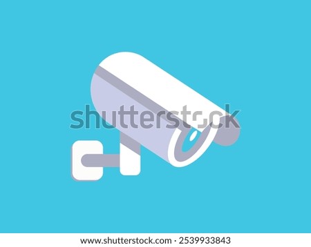 Modern CC camera flat vector illustration. Camcorder appliance, monitoring device, professional equipment. Office, home, property 
advocacy. Webcam viewing area. Safety, security concept with coloring