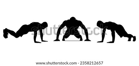 A person doing push-ups silhouette black filled vector Illustration icon