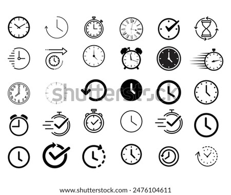 Clock icon collection. Set of abstract time clock icons. Fully Edit-able Vector File