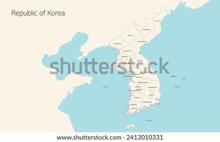 National map of north and south korea