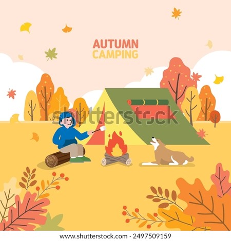 Camping with your dog in the fall when the leaves are falling