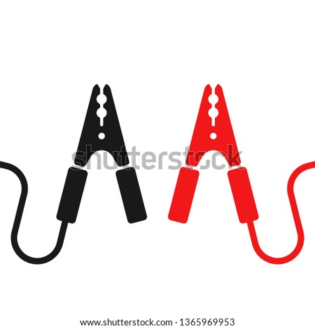 Car battery jumper power cables, vector icon on white