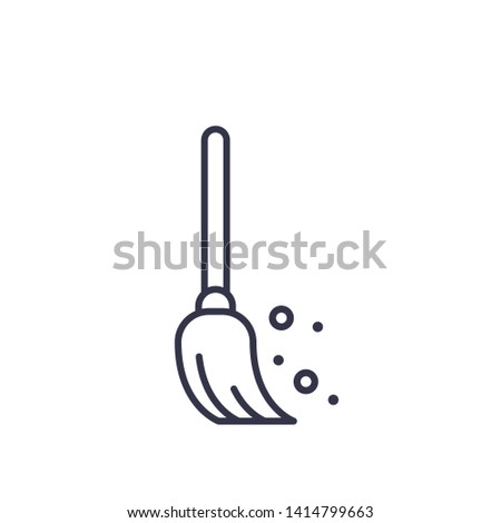 Broom outline icon. linear style sign for mobile concept and web design. Sweeping broom simple line vector icon. Symbol, logo illustration. Pixel perfect vector graphics