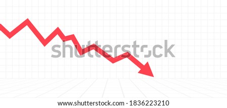 Financial Arrow going down. Vector white background