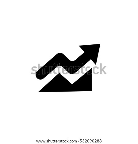 Growing bars graphic icon with rising arrow. Business Chart. Concept Data Design. Economy Diagram. Financial forecast graph. Growing graphic Icon. Infographic Investment Marketing. Profit Report