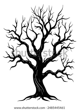 Creepy Tree Gnarled Branches Silhouette