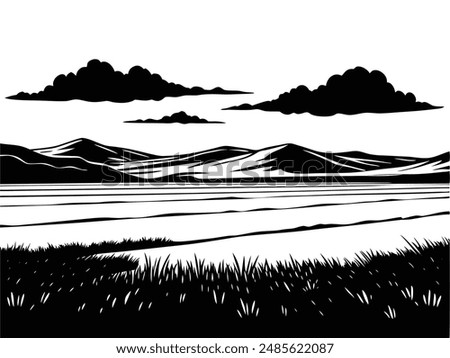 Rolling Plains Grassland Silhouette Design