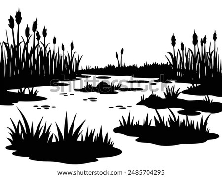 Swamp Lands Wetlands with Waterlogged Soil and Vegetation