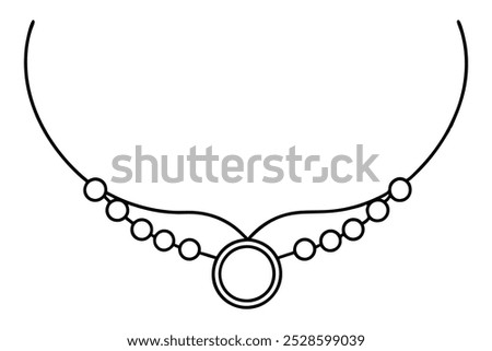 Pearl Necklace Line Art Vector Illustration Elegant Jewelry Design