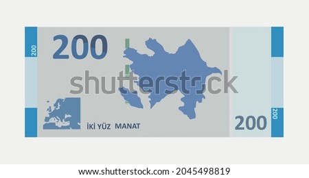 The currency of Azerbaijan is 200 manats vector illustration
