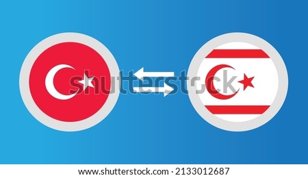 round icons with Turkey and Northern Cyprus flag exchange rate concept graphic element Illustration template design
