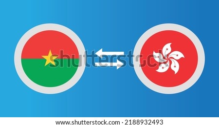 round icons with Burkina Faso and Hong Kong flag exchange rate concept graphic element Illustration template design
