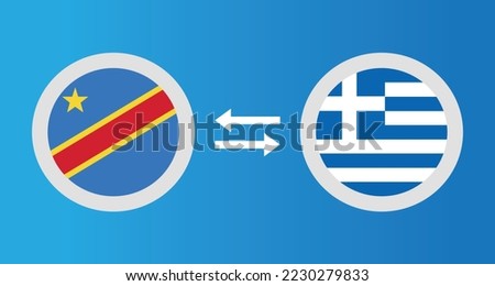 round icons with Democratic Republic of the Congo and Greece flag exchange rate concept graphic element Illustration template design
