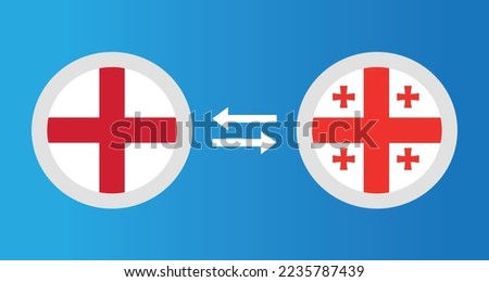 round icons with England and Georgia flag exchange rate concept graphic element Illustration template design
