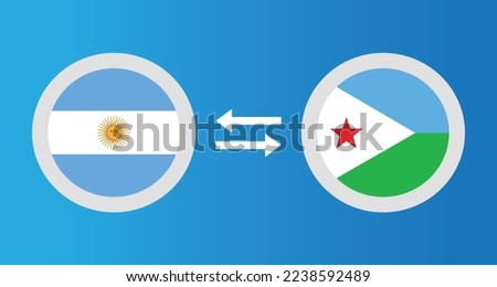 round icons with Argentina and Djibouti flag exchange rate concept graphic element Illustration template design
