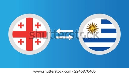 round icons with Georgia and Uruguay flag exchange rate concept graphic element Illustration template design
