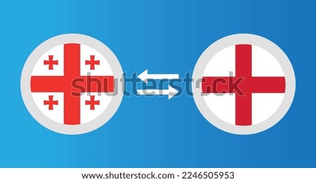 round icons with Georgia and England flag exchange rate concept graphic element Illustration template design
