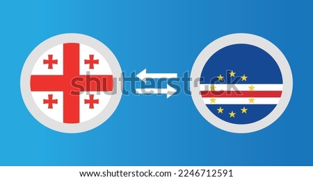 round icons with Georgia and Cape Verde flag exchange rate concept graphic element Illustration template design
