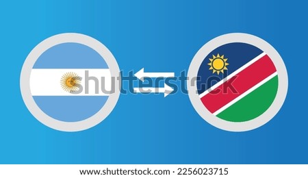 round icons with Argentina and Namibia flag exchange rate concept graphic element Illustration template design

