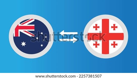 round icons with Australia and Georgia flag exchange rate concept graphic element Illustration template design

