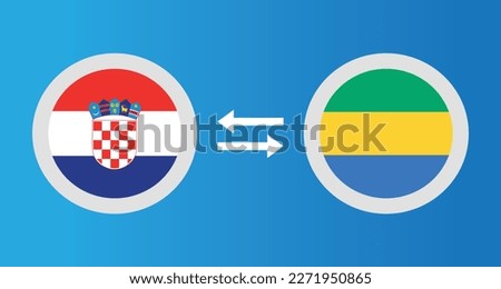 round icons with Croatia and Gabon flag exchange rate concept graphic element Illustration template design
