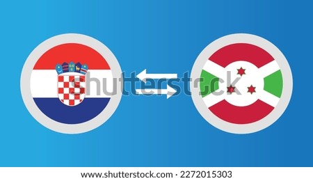 round icons with Croatia and Burundi flag exchange rate concept graphic element Illustration template design
