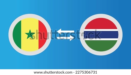 round icons with Senegal and Gambia flag exchange rate concept graphic element Illustration template design
