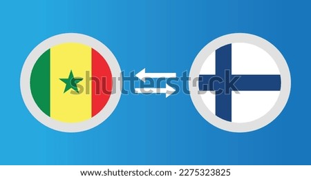 round icons with Senegal and Finland flag exchange rate concept graphic element Illustration template design
