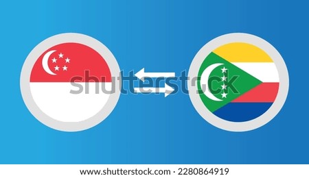 round icons with Singapore and Comoros flag exchange rate concept graphic element Illustration template design
