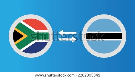 round icons with South Africa and Botswana flag exchange rate concept graphic element Illustration template design
