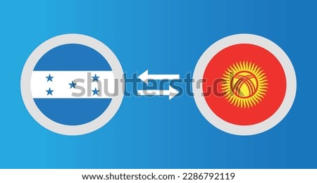 round icons with Honduras and Kyrgyzstan flag exchange rate concept graphic element Illustration template design
