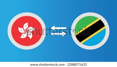 round icons with Hong Kong and Tanzania flag exchange rate concept graphic element Illustration template design
