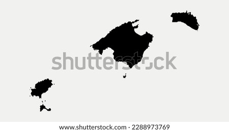 Map of Balearic Islands - Spain outline silhouette graphic element Illustration template design
