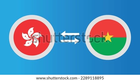 round icons with Hong Kong and Burkina Faso flag exchange rate concept graphic element Illustration template design
