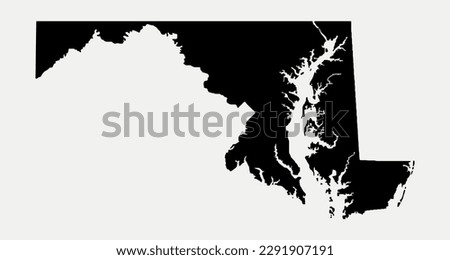 Map of Maryland - United States outline silhouette graphic element Illustration template design
