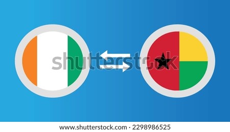 round icons with Ivory Coast and Guinea-Bissau flag exchange rate concept graphic element Illustration template design
