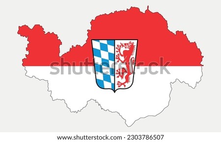 Map and flag of Lower Bavaria - Bavaria - Germany region outline silhouette graphic element Illustration template design
