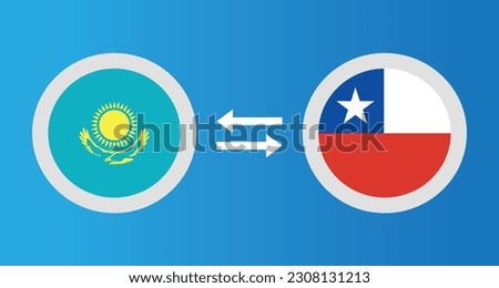 round icons with Kazakhstan and Chile flag exchange rate concept graphic element Illustration template design
