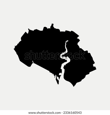 Map of Southampton - England - United Kingdom region outline silhouette graphic element Illustration template design
